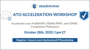 Promotional banner for a FedRAMP acceleration workshop on October 28th, 2020.