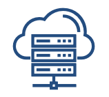 Cloud computing server icon with network connection.