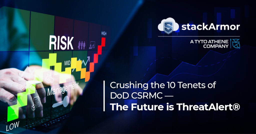 Risk management graphic with stackArmor logo.